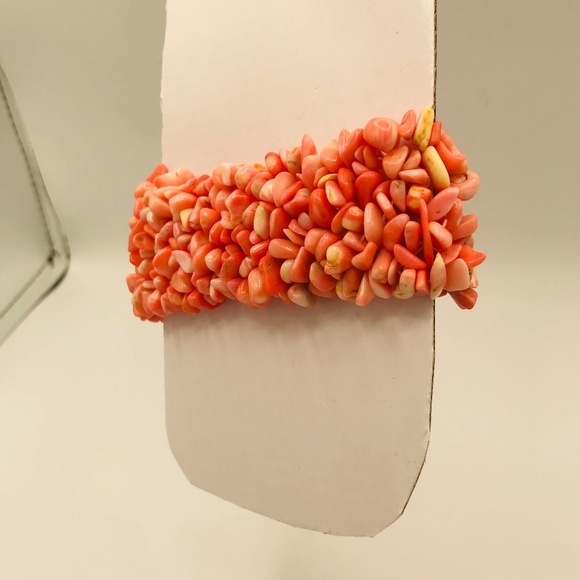 Faux Angelhair Coral Stretch Cuff Bracelet - Picture 3 of 9
